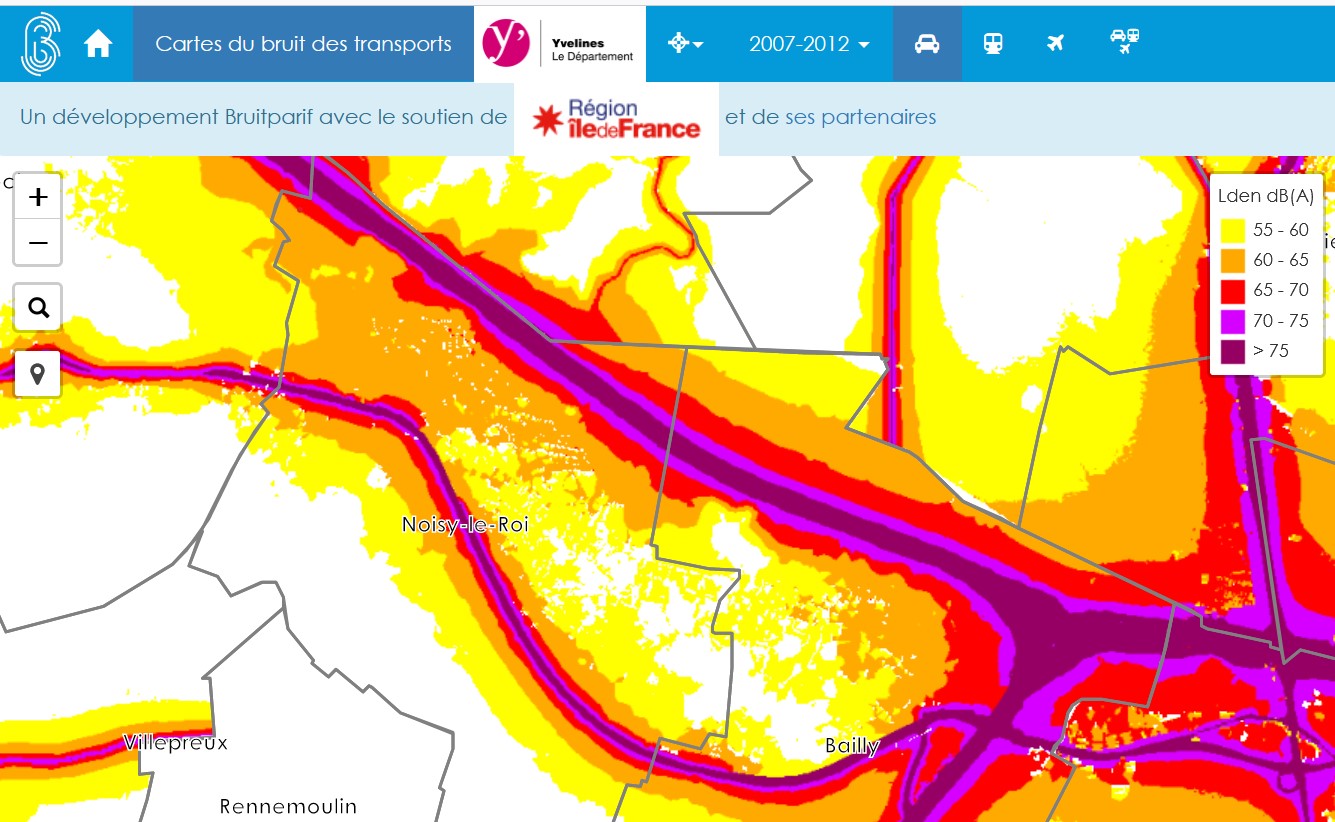 Carte du bruit des transports routiers 2007-2012, Noisy Le Roi,